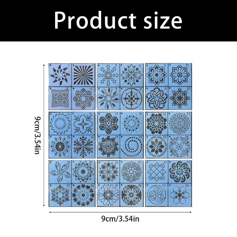 36pc Multi Design Templates Creative Painting Tool for Wood Fabric Stone Crafting