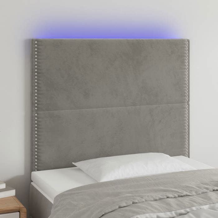 VidaXL Tête de Lit à LED Meuble de Chambre à Coucher Accessoire de Lit Simple Tête de Cadre de Lit Intérieur Gris Clair 3122326