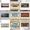 Vintage City Coordinate German Bar Year Landscape Metal License Plate Sign Retro D Flat Printed Tin Plaque Wall Decor for Hom