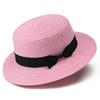 Parent-child straw hat women's summer British retro flat top small fresh top hat sunshade sunscreen beach hat travel tide