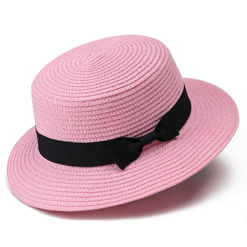 Parent-child straw hat women's summer British retro flat top small fresh top hat sunshade sunscreen beach hat travel tide