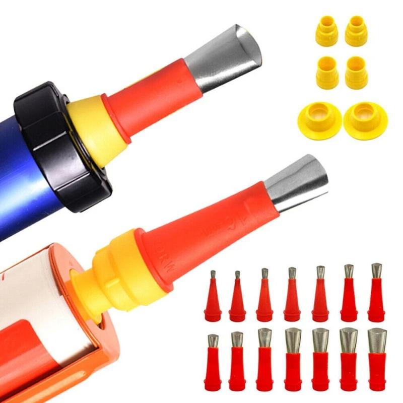 15 Pcs Silicone Caulking Nozzle Applicator Tool Kit Stainless Steel Finisher Set