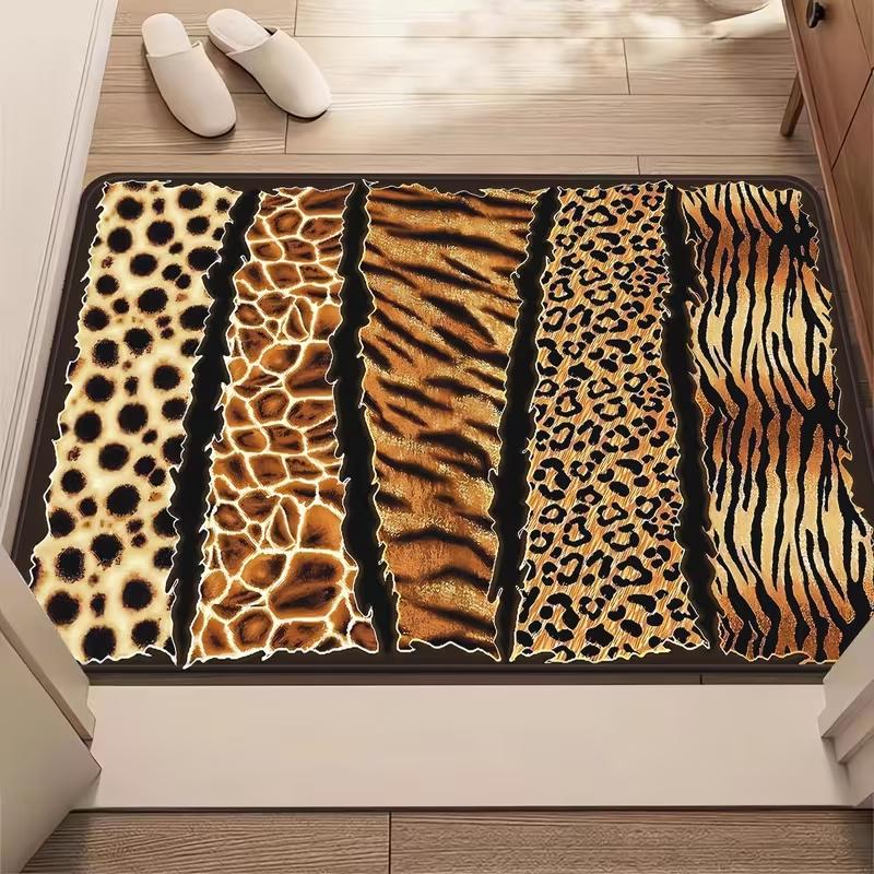 

Animal Print Door Mat Leopard Zebra Pattern Home Decor Rug Modern Geometric Leopard Print Soft Non-Slip Welcome Carpet 40x60cm