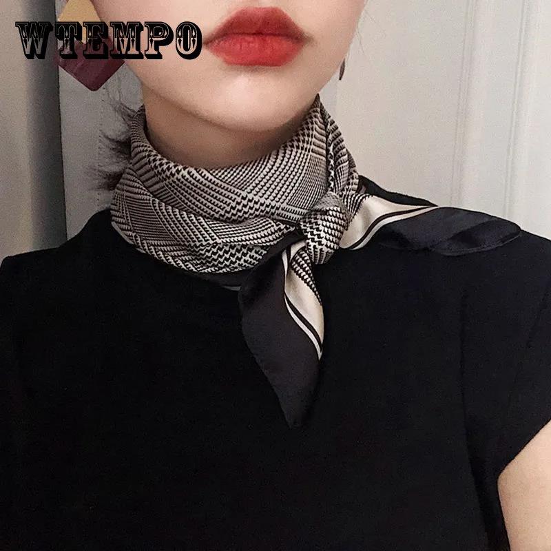 

Маленький квадратный шарф женский весенне-осенний стиль тонкий шелковый шарф с узором «гусиные лапки» украшение шарфа универсальное ретро