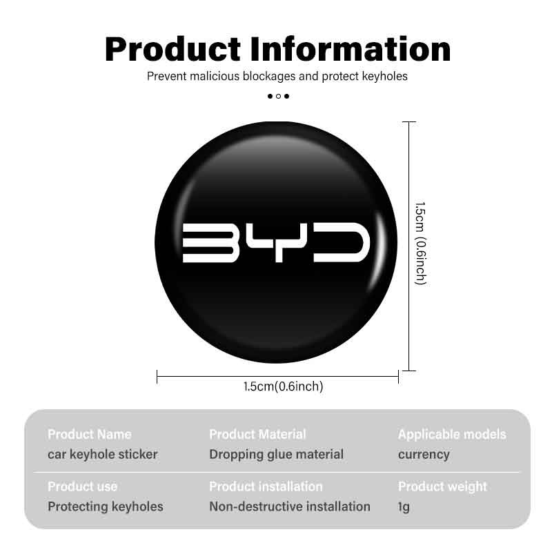 8/12/20pcs Car Door Core Keyhole Protection Sticker Decoration For BYD Tang MAX DMI Qin EV600 Han EV Yuan Song PLUS Pro