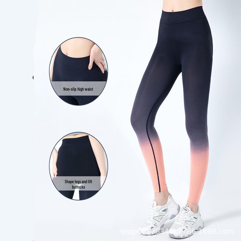 

Персиковые ягодицы Женские бесшовные брюки для йоги с высокой талией: Эластичные, Подтягивающие бедра, Обтягивающие брюки для бега на лето. One Size