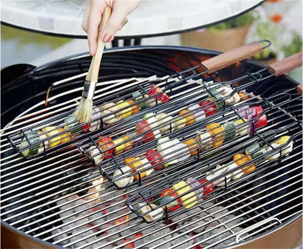 Einfache Kebab-Grillkörbe, Grillzangen, BBQ-Grillkörbe, Grill-