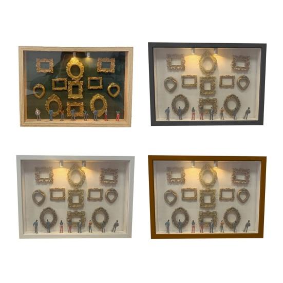 Gör-det-själv Mini Museum Silhuettlåda med Små Ramar Figur Personlig Foto Skuggbox Familjeminne Displaylåda Dekoration