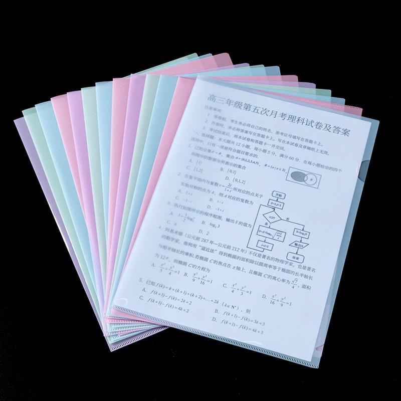 24Pcs L Type Folders A4 Plastic File Project Pockets File Folder Clear Paper Document Jacket Sleeve School Office Supplies