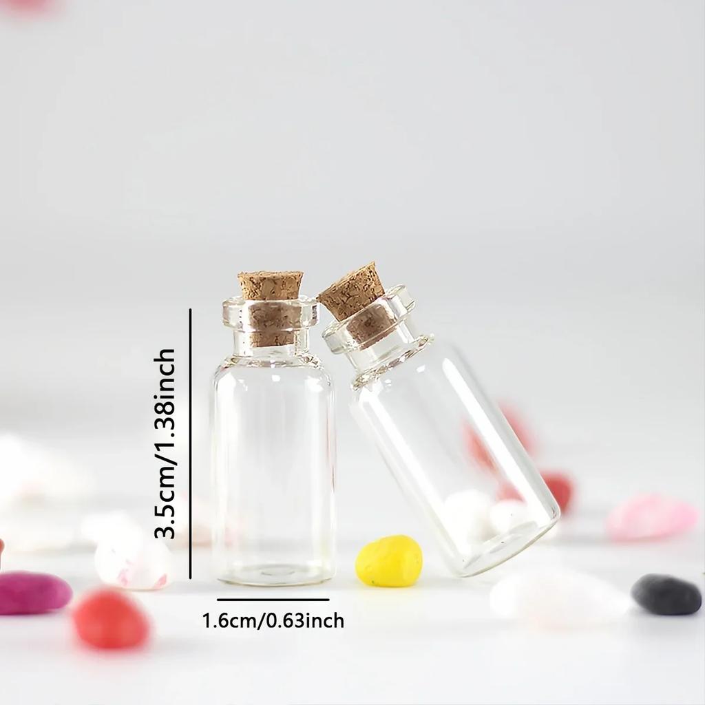 10PCS Small Glass Bottles with Cork Stoppers DIY Decoration Mini Glass Vials Cork Message Glass Vial Wishing Bottles