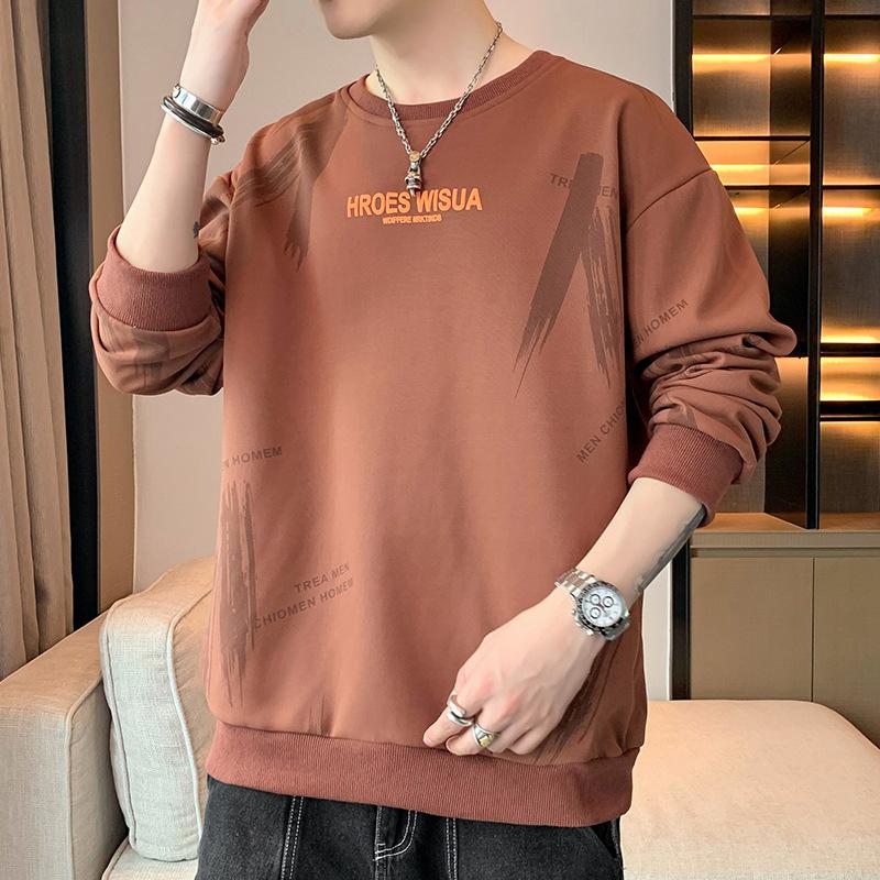 Spring Autumn Round Neck Loose Casual Hip Hop Printing Sweatshirt Male Pullover Top Men