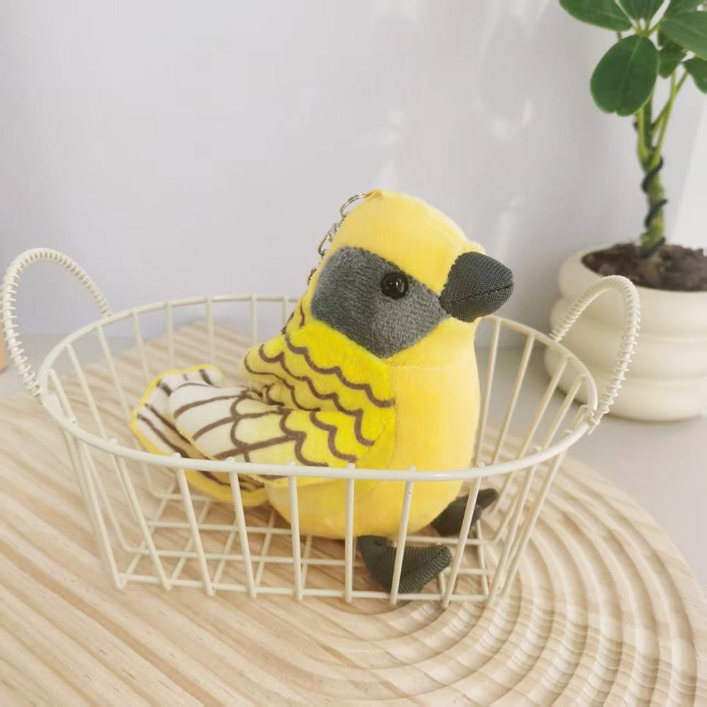 14cm Kawaii Bird Warbler Pendant Keychain Plush Toy Mini Artificial Bird Stuffed Doll Lifelike Bag Decor Kid Birthday Xmas Gift