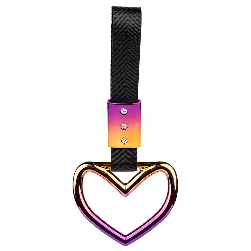 Colorful Car Tow Strap Train Bus Handle Hand Strap Tow Rope Heart Tsurikawa Ring Drift Charm Strap Drift Auto Front Tow Hook heart