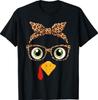 Turkey Face Girl Leopard Bow Headband Glasses Thanksgiving T-Shirt Unisex T-Shirt