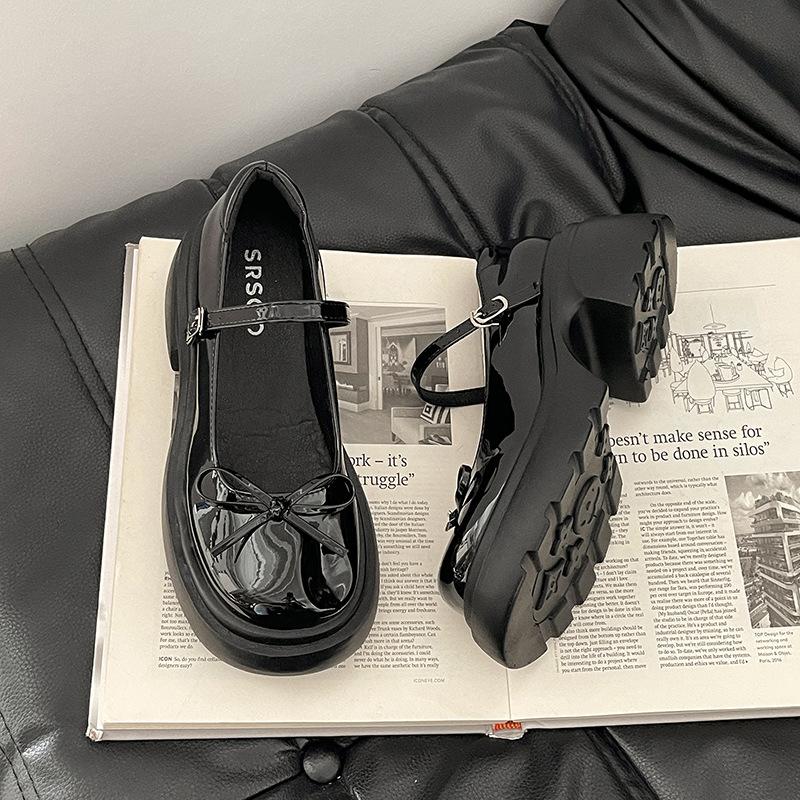 Buckle versatile thick heel high heel small leather shoes women's summer fashion beautiful with skirt gentle Mary Jane single shoes