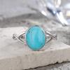 S925 Silver Aquamarine Rings Simple Rings Blue Natural Stone Oval 8*10mm Party Gifts Fine Jewelry Rings For Women