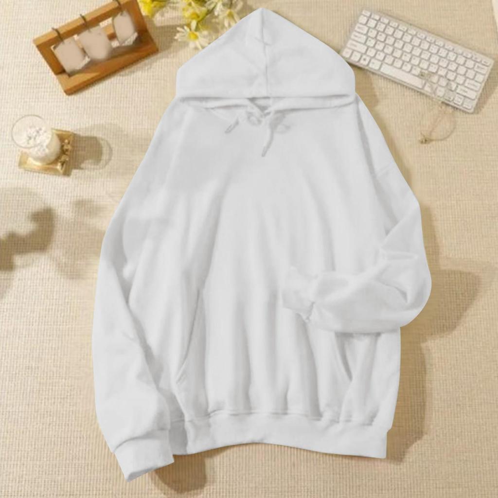 Ladies' Casual And Fashionable Solid Color Long Sleeved Hooded Warm Shirt Loose And Comfortable Hoodie