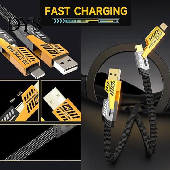 Four-in-one Charging Cable 100/150/200CM 4-In-1 USB Type-C 8Pin 65W 480Mbps Fast Cellphone Wear-resistant Tablet Nylon Braided Data Wire Cord