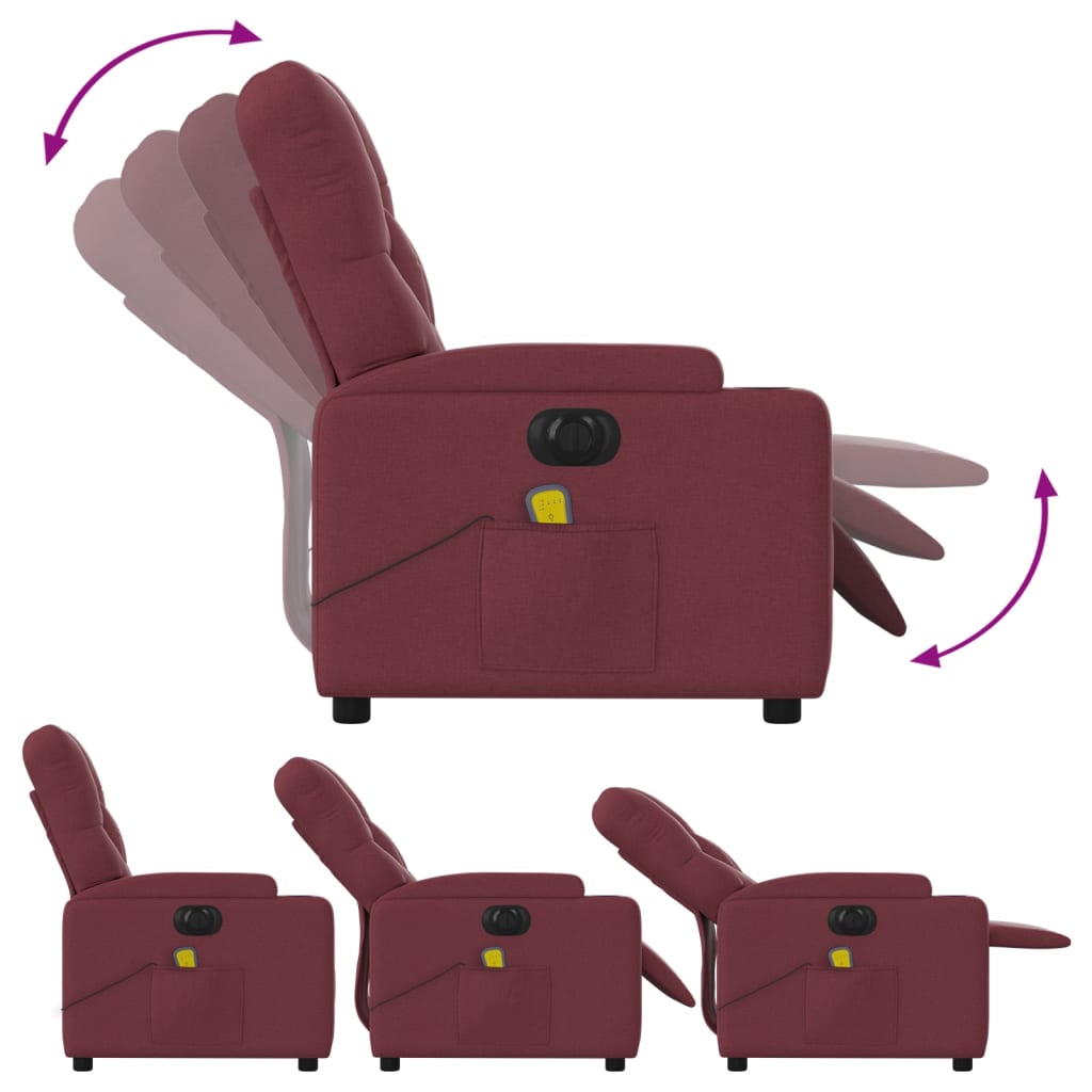 Electric Massage Chair Burgundy Fabric