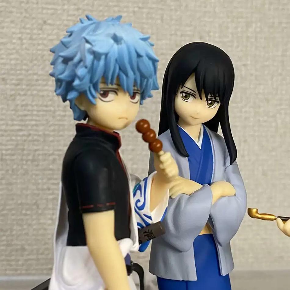 14CM Anime Gintama Figure  Sakata Gintoki Katsura Kotarou Stand Animation Model Toys Gifts Collection Decoration Ornaments PVC