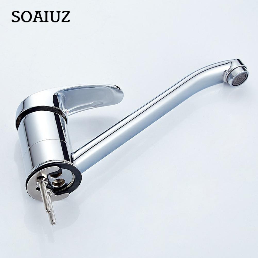 Long Nozzle Kitchen Standing Faucet Bathroom Faucet Modern Polished Chrome Plated Single Handle Swivel Kitchen Tap