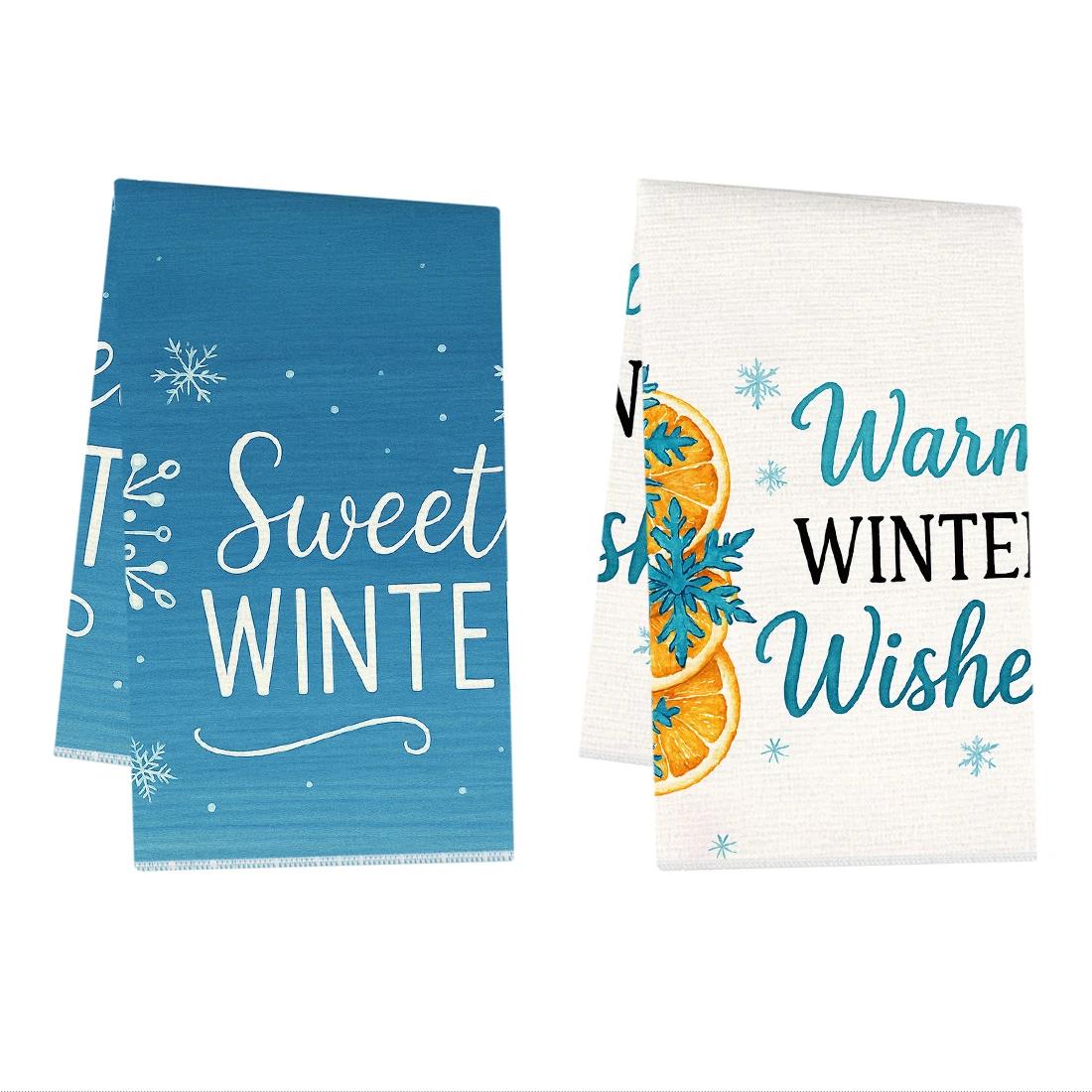 

2/4/6pcs set Kitchen Towels blue snowflake snowman blessingsHand Towels Christmas Decorations for Home Noel Dish Towels Gifts 40x60cm
