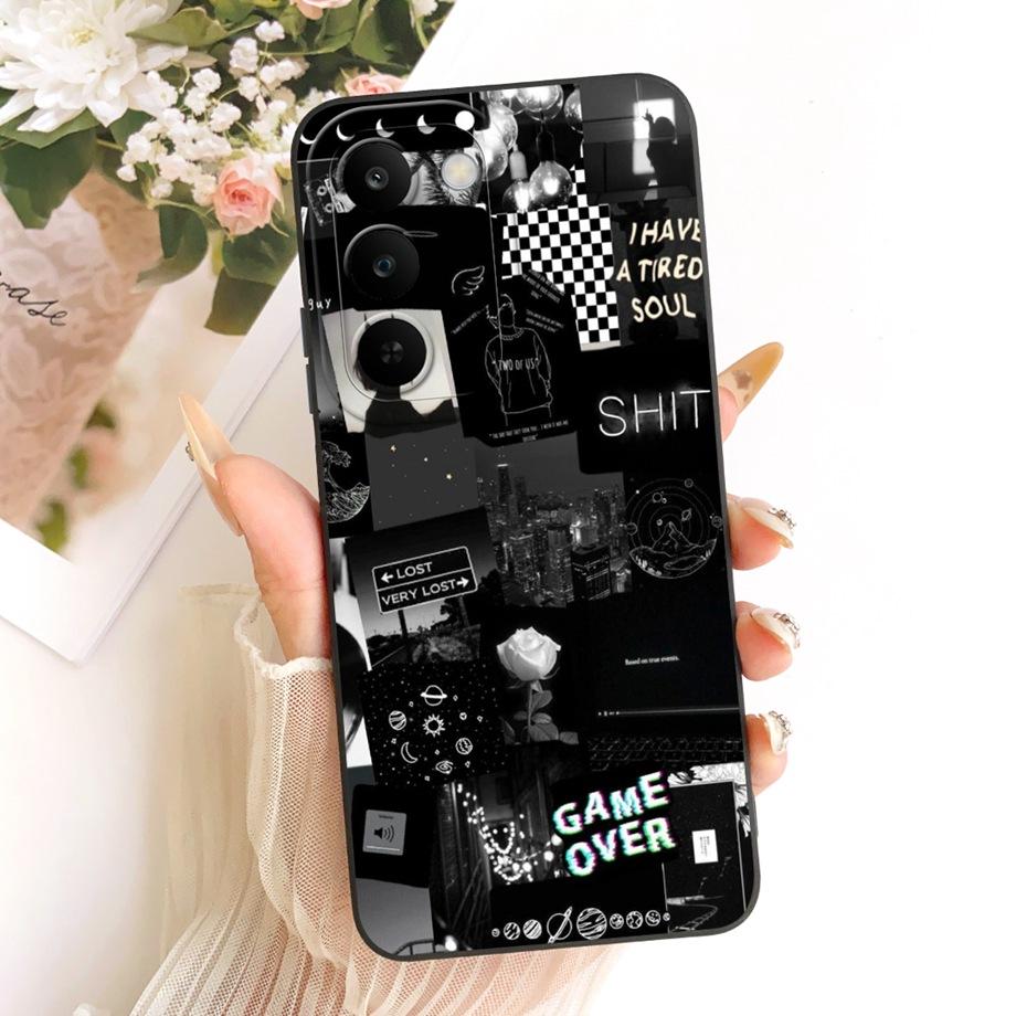 Per Realme C83 C100 Custodia per Telefono Floreale Margherita Estetica Luna Notte Modello Fiocco Funda Copertura Posteriore in Silicone Morbido Opaco Realme P4 Lite