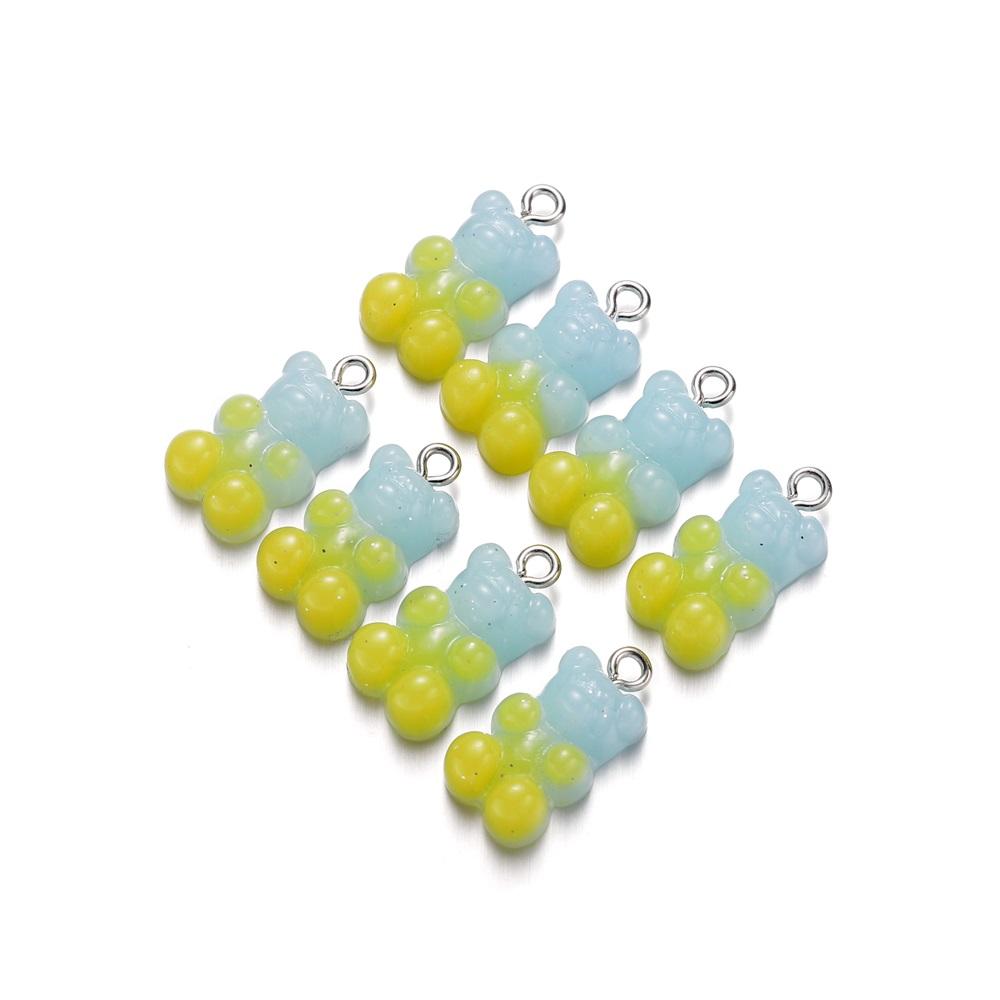10pcs Colorful Transparent Resin Gummy Bear Charms Pendant Cute Animal Pendant For DIY Necklace Bracelet Jewelry Keychain Making