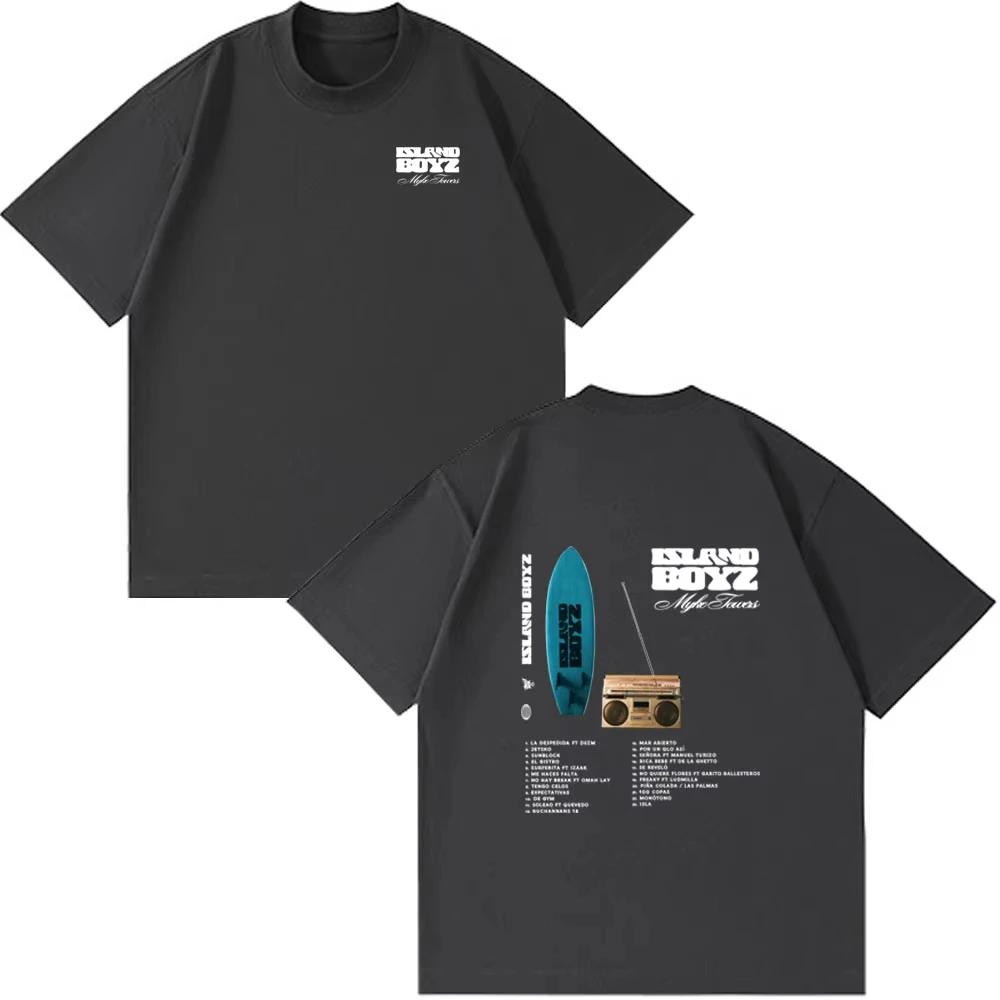 Rapper Myke Towers 2026 New Album Island Boyz Tshirts Men Women Clothing Fashion Hip Hop Oversized Cotton Tshirt Couple Clothes