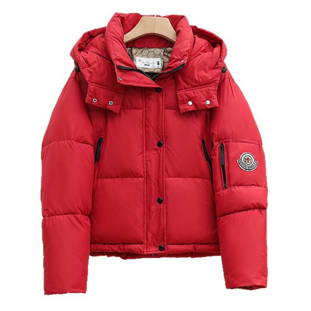 Short down padded jacket hooded leave-in solid color 2025 new small thickened warm winter jacket padded jacket