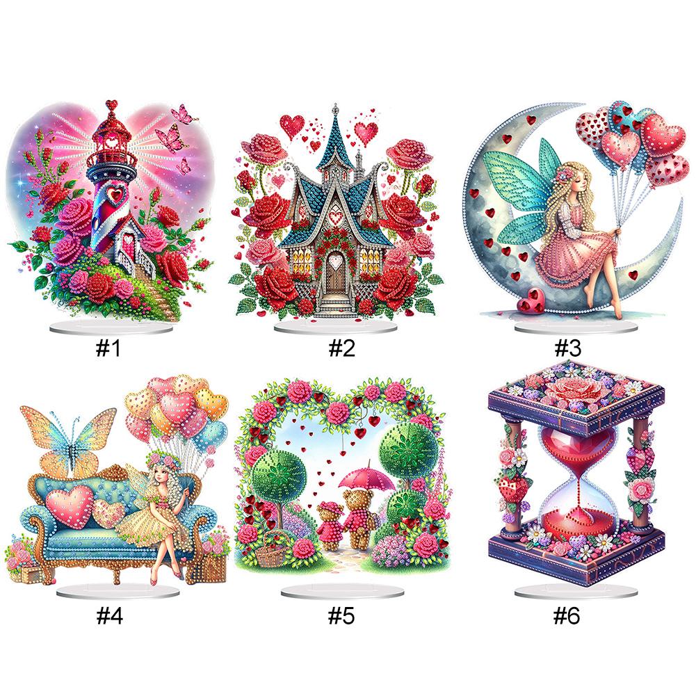 Acrylic 2D Flat DIY Table Top Diamond Painting Ornament Kits 5D DIY Diamond Art Tabletop Decorations Bedroom Table Decoration