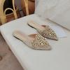 French Romantic Handmade String Gentle Lace Pointed Flat Bottom Slippers Fairy Wind Baotou Slippers