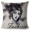 Fashion Woman Art Pillowcase Double Print Boho Lady Cushion Cover Soft Plush Portrait Pillowcase Home Decor