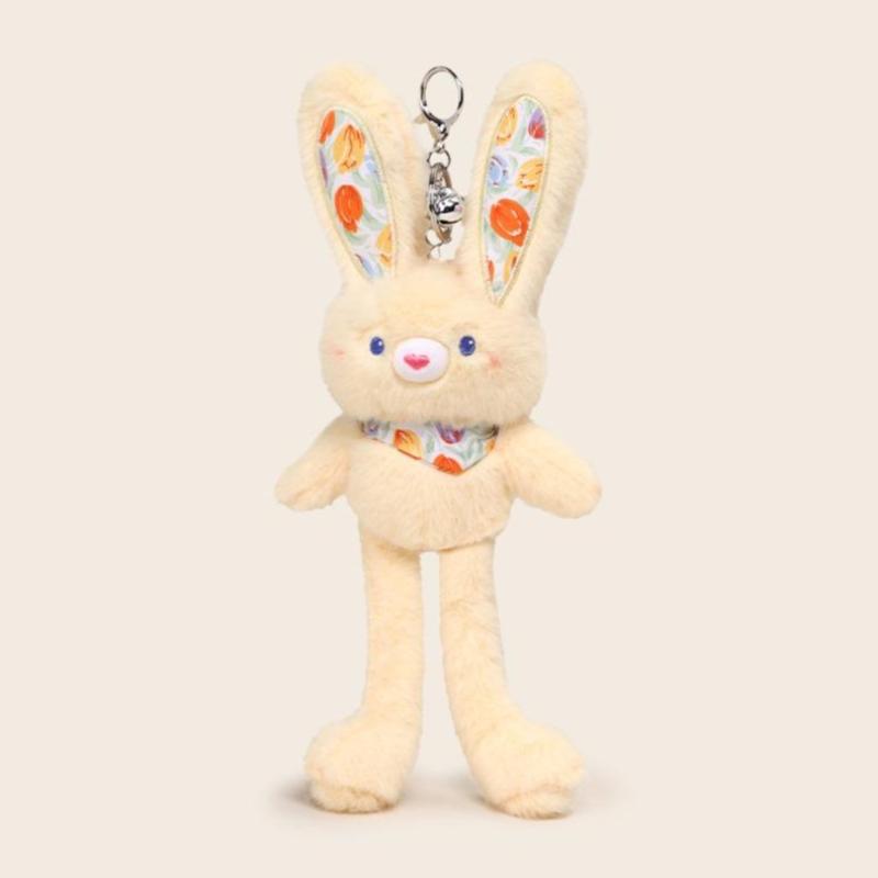 1Pcs Creative Ear Pulling Bunny Pendant 30Cm Cute Pull-Out Rabbit Plush Toy Keychain Bag Charm Decor Kids Stress Relief Gift