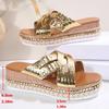 Fashion Women Shoes Fashion Cross Band Wedges Sandals Luxury Women Summer 2025 Platform Thick Bottom Slippers Plus Size Pu Leather Slide