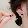 Black square small stud earrings women's sterling silver earrings, new popular exquisite temperament, advanced sense of nourishing ear hole earrings