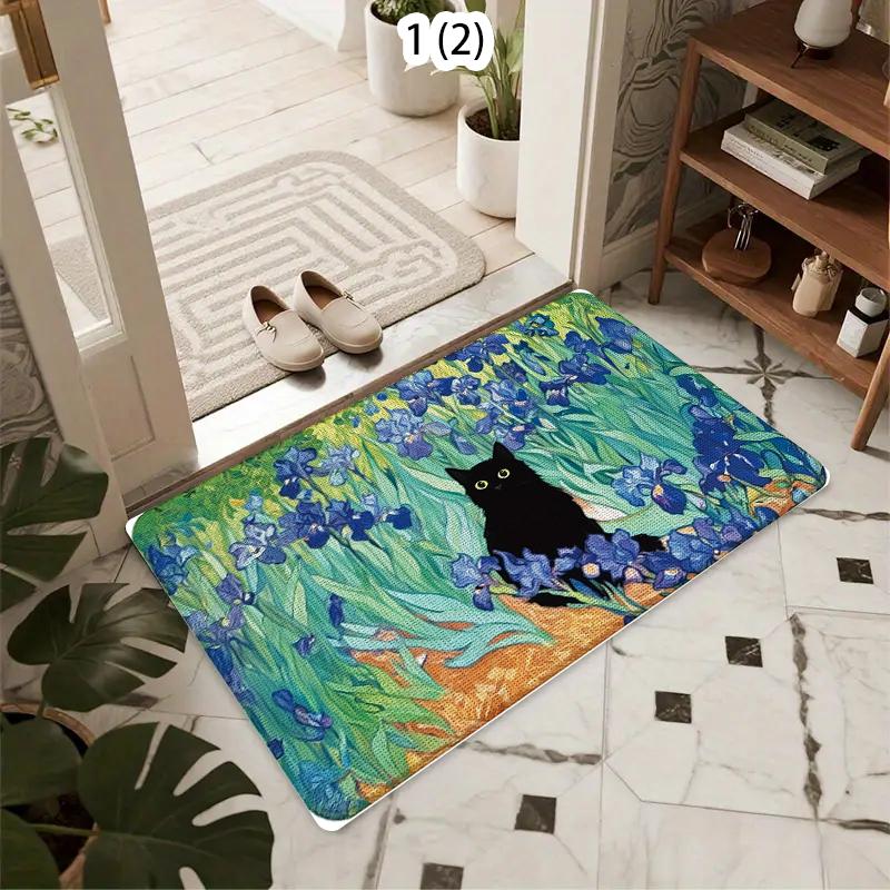 

Cat Pattern Carpet Mat Rug Home Decoration Black Cat Theme Floor Mat Entrance Doorway Indoor Decorative Welcome Mat 50X80cm