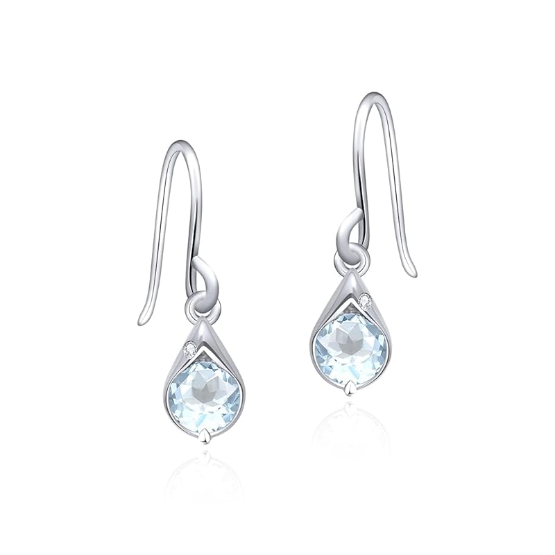 

YUIITU earrings ladies shine zirconia hook sway silver Compatible with metal allergies woman drop simple present wedding anniversary birthday commute