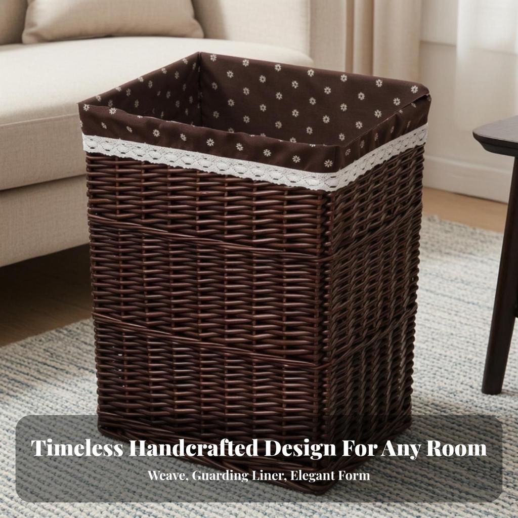 Handwoven Open-Top Wicker Laundry Basket | Decorative, Clothes Hamper, for