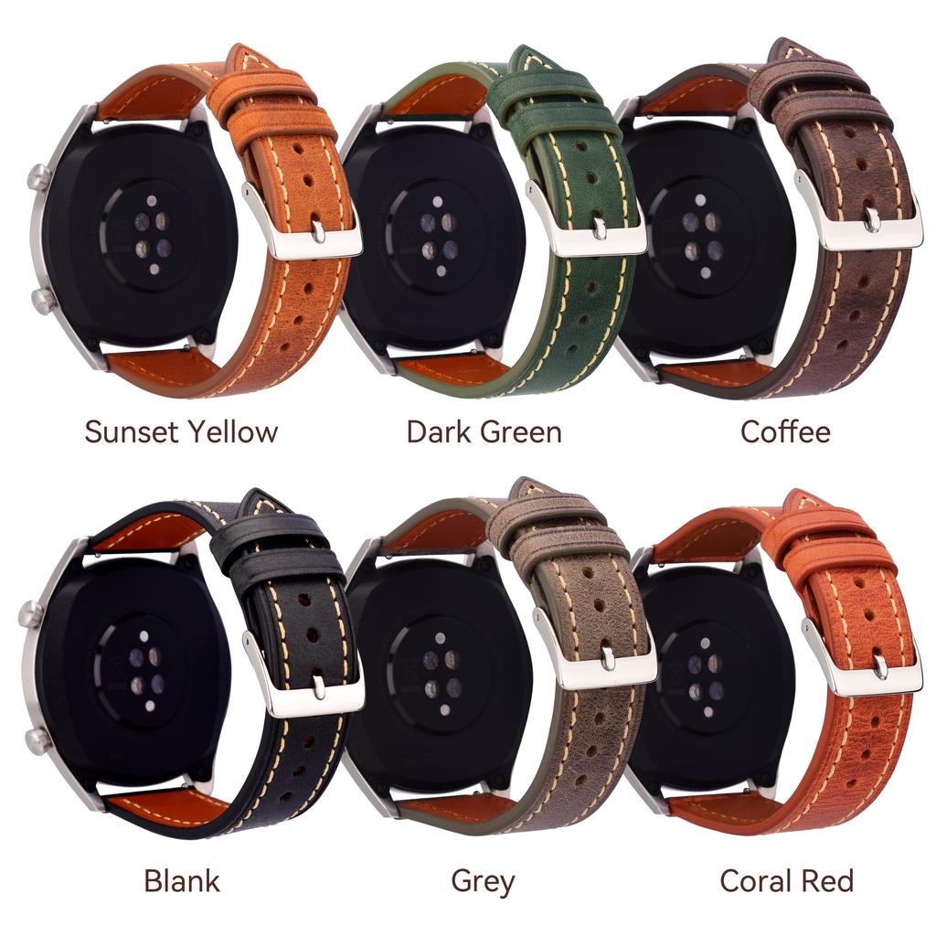 Genuine Cowhide Leather Watch Strap Universal Plain Watch Belt Women Men Smart Watch Band 20mm 24mm