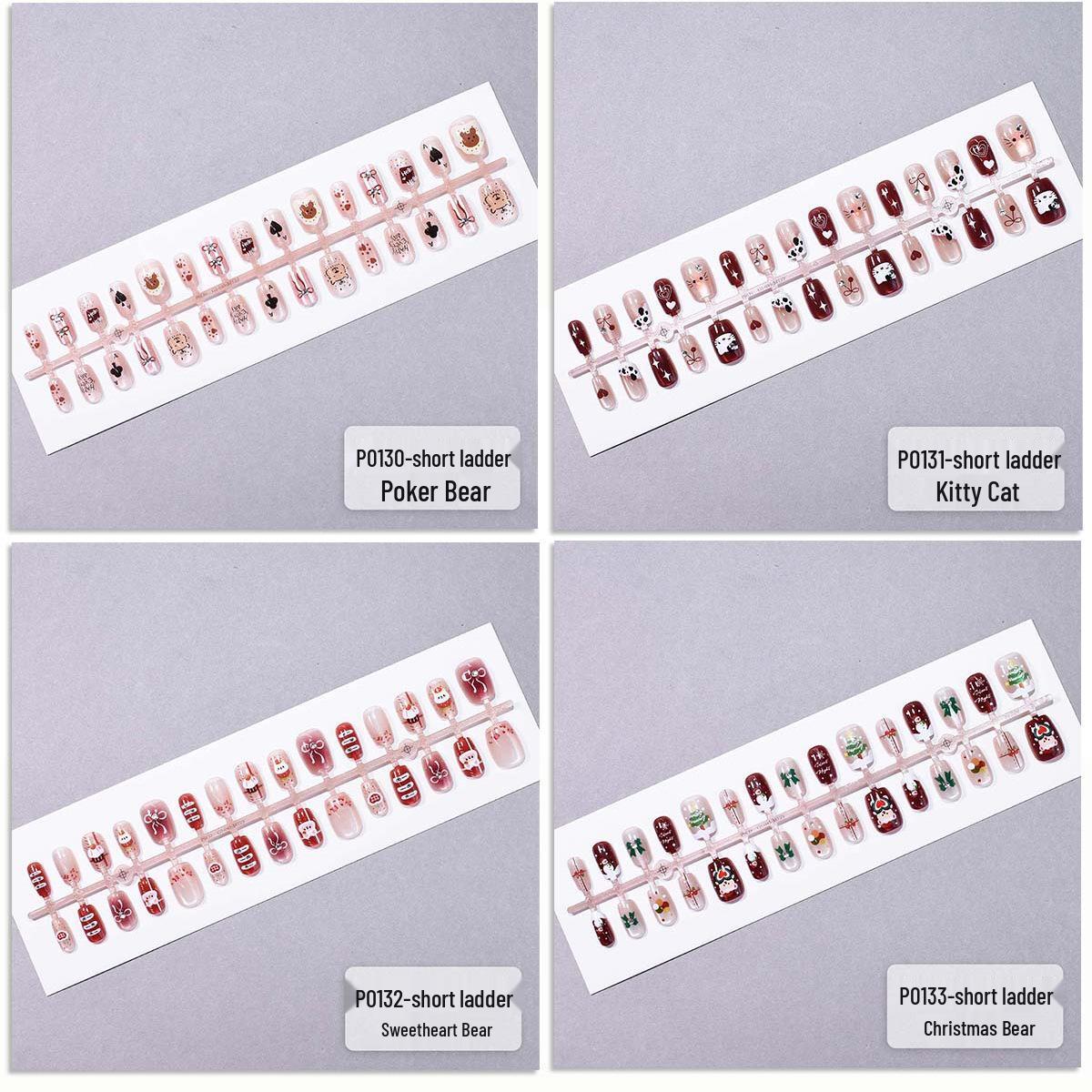 

30-Pack Striped Cartoon Christmas Cat Eye Nail Stickers