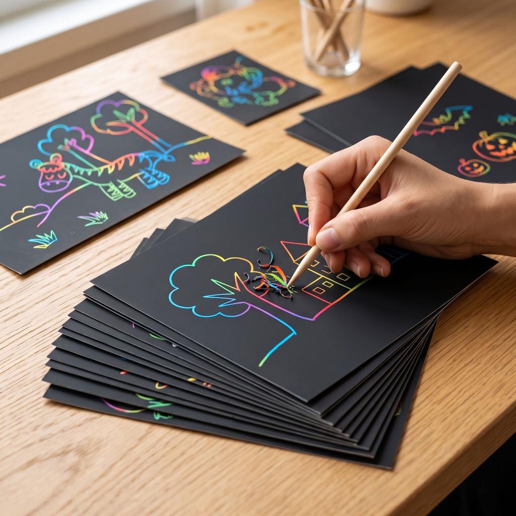Set - 50 Sheets of Scratch-Off for Kids Crafts, Party Games, Halloween, Back To School, Christmas & Birthday Gifts