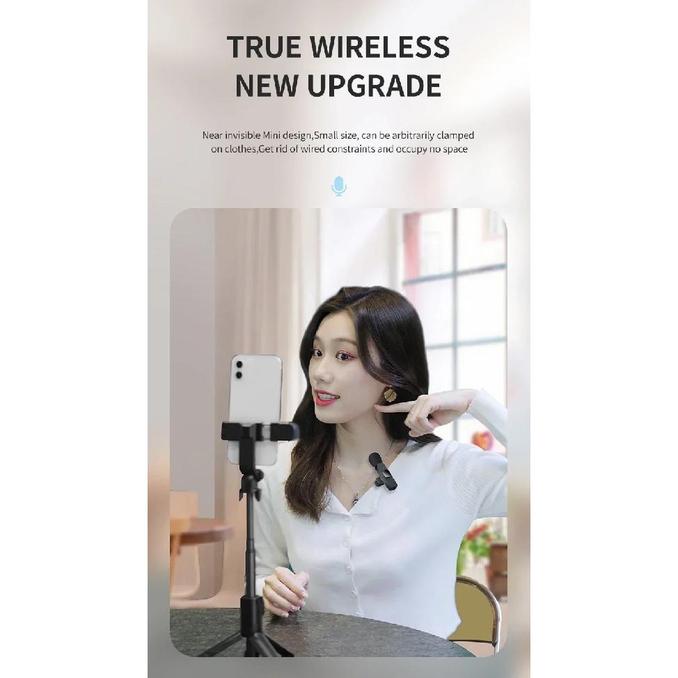 Microfone de lapela sem fio 2.4G portátil para gravação de áudio e vídeo mini microfone para iPhone Android transmissão ao vivo para jogos telefone