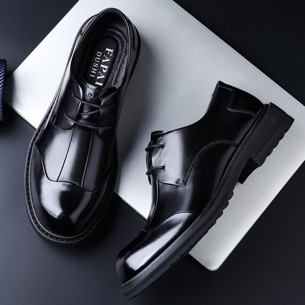 New men's business leather shoes, high-end Derby shoes, first-layer cowhide leather shoes, men's genuine leather, men's shoes are trendy and versatile