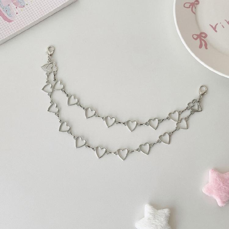 Handbag Charm Accessory Chain with Silver Tone Clip On Clasps and Layered Chain Accent for Commute and Daily Use