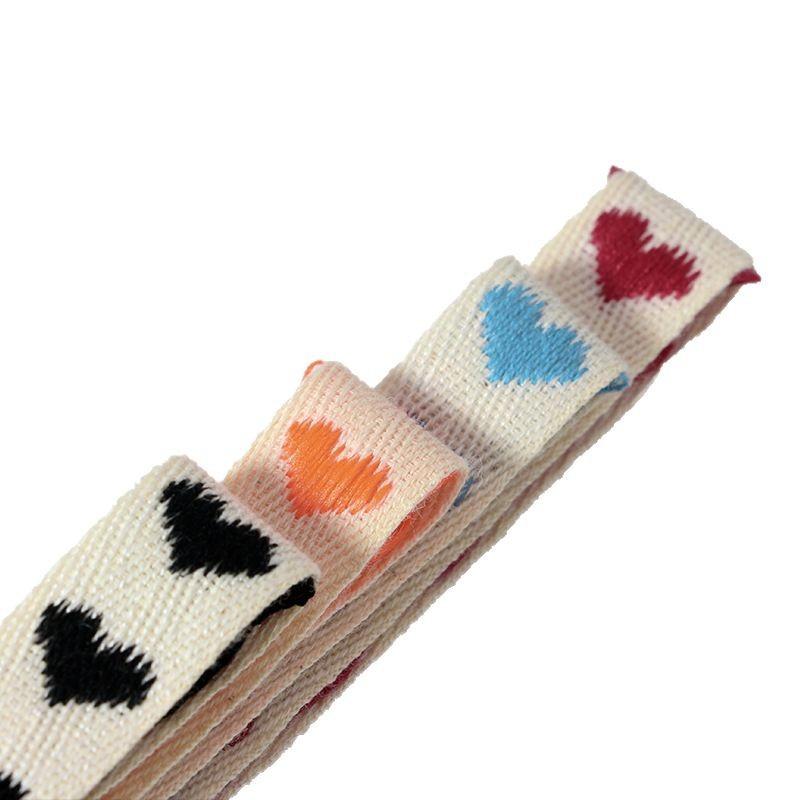 16mm Heart Shaped Woven Ribbon Gift Box Packaging Bouquet Ribbon Apparel Accessories DIY Embroidered Stock