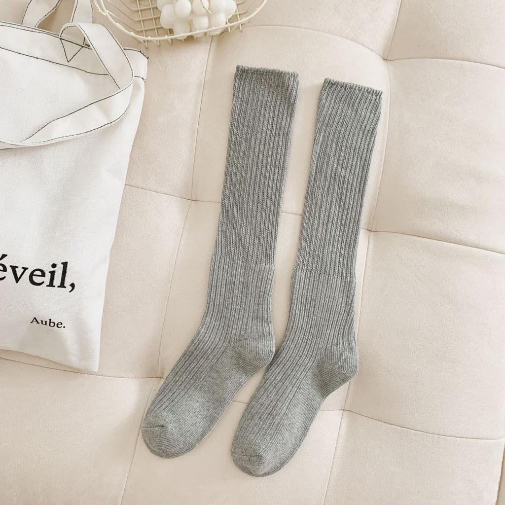 Stacked Socks, Solid Color, Thick Line Calf Socks, Summer Thin Ice Socks, Mary Jane Mid-Leg Socks, White Cotton