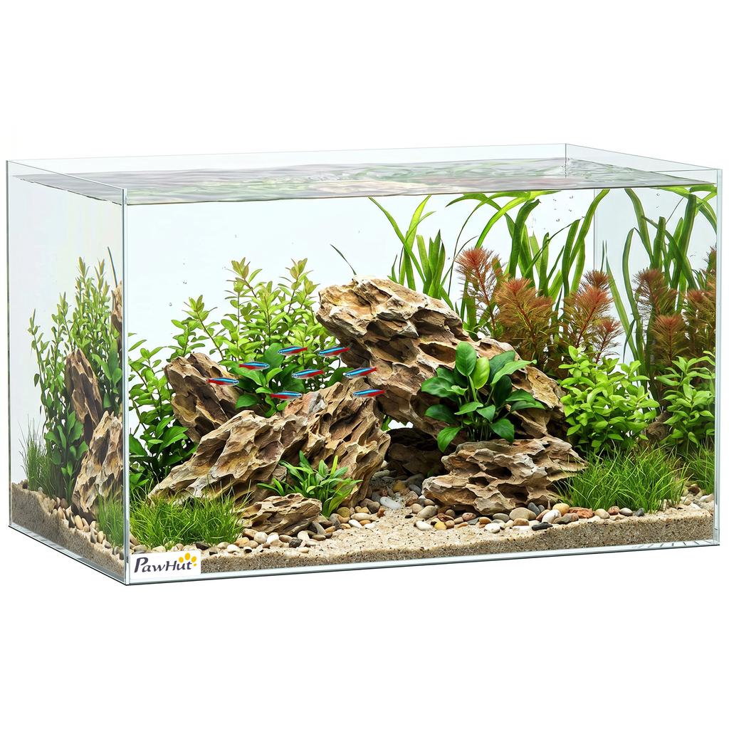 Fish Tank Bare Glass for DIY Glass Aquarium with Protective Base Mat 43L Transparent for Fish Shrimps