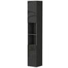 Bathroom Column Cabinet, 2 Cupboards, Adjustable Shelves, 2 Niches, 30 x 30 x 181.5 cm, Black