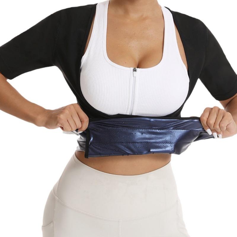 Women Short Sleeve Sweat Waist Trainer Workout Fitness Body Shaper